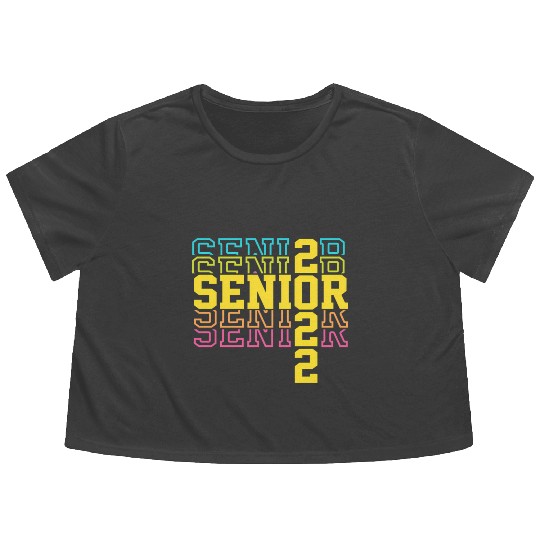 Grad 22 Senior Class Of 2022 Bright Colors Ns Will Flowy Cropped Tees