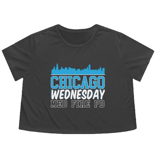 Chicago Wednesday Med Fire Pd Chicago Skyline Flowy Cropped Tees