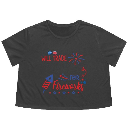 Trade Sister For Fireworks Funny Boys 4th Of July Flowy Cropped Tees