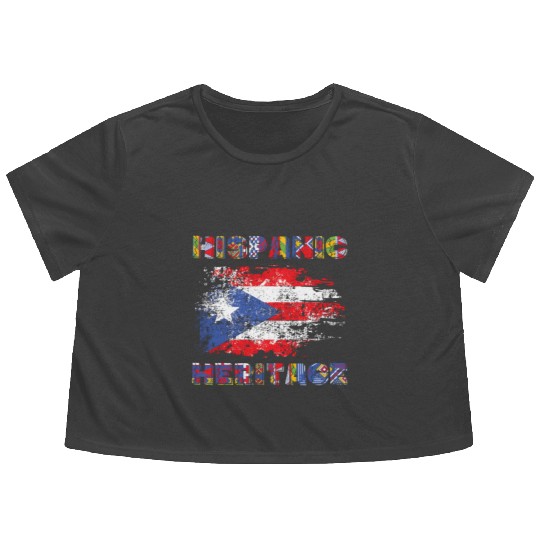 Puerto Rico Hispanic Heritage Month Flowy Cropped Tees