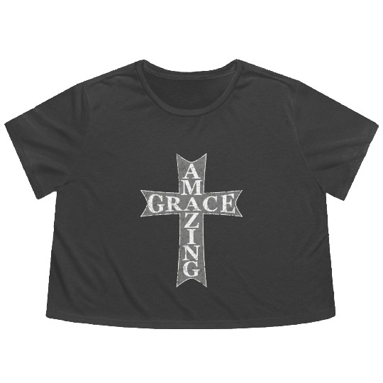 Amazing Grace Cross Flowy Cropped Tees