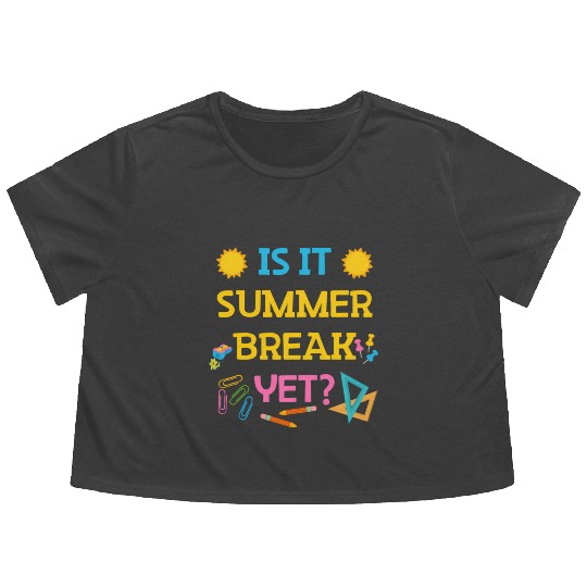 Teacher Summer Break Spring Break Last Day Of Scho Flowy Cropped Tees