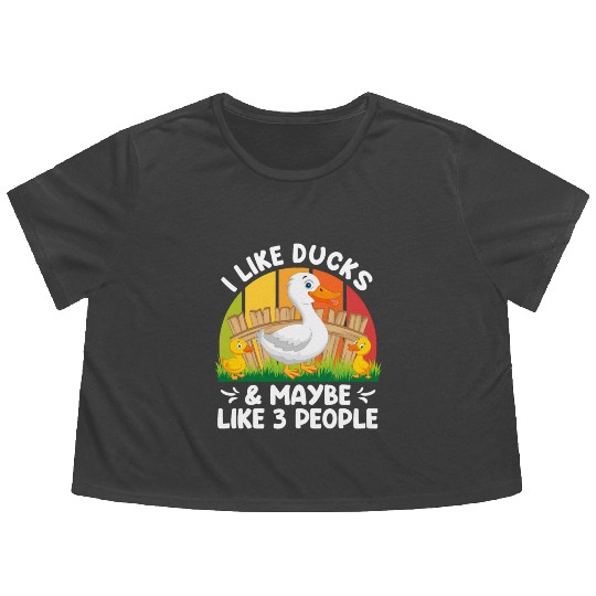 Duck lover I like Ducks & Maybe 3 People Duck Pet Flowy Cropped Tees