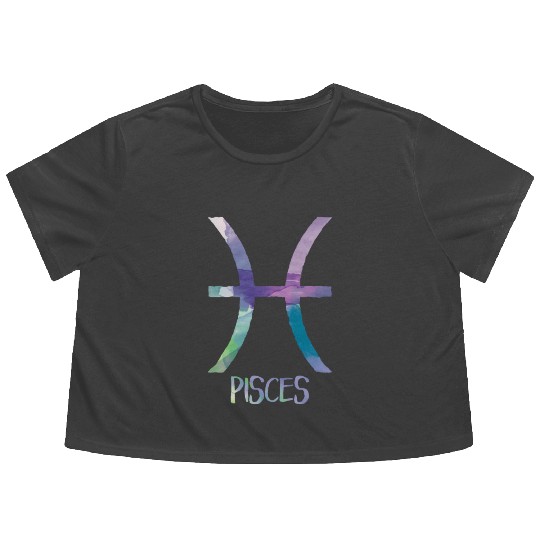 Pisces Zodiac Symbol Astrology Fish Water Sign Flowy Cropped Tees