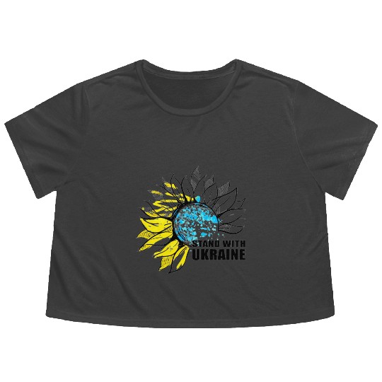 Sunflower Ukrainian Flag I Stand With Ukraine Ukra Flowy Cropped Tees