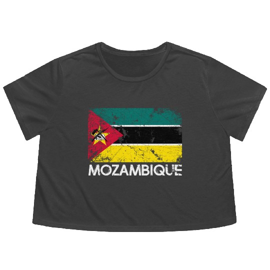 Mozambican Flag Made In Mozambique Flowy Cropped Tees