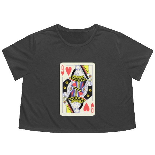 Queen Of Hearts Playing Card Halloween Flowy Cropped Tees