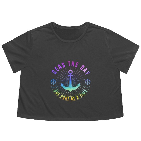 Cruise Seas The Day Family Vacation Flowy Cropped Tees