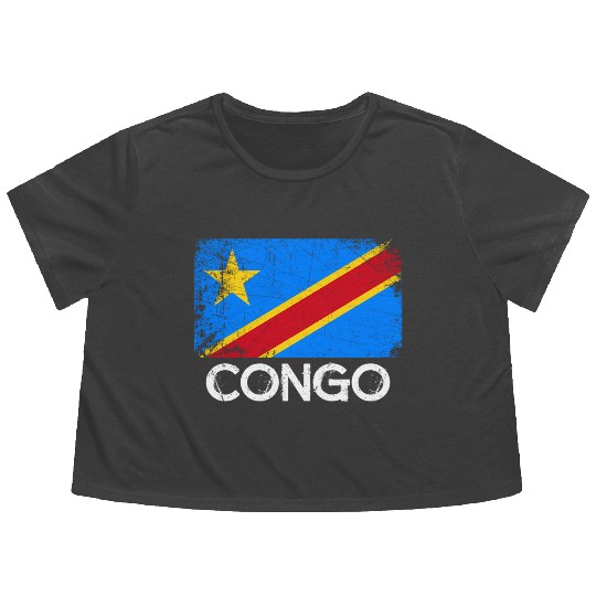 Congolese Flag Made In Congo Flowy Cropped Tees