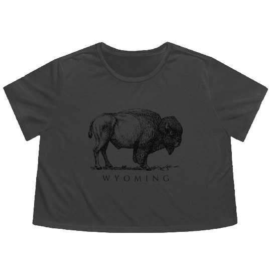 Wyoming With A Buffalo Flowy Cropped Tees