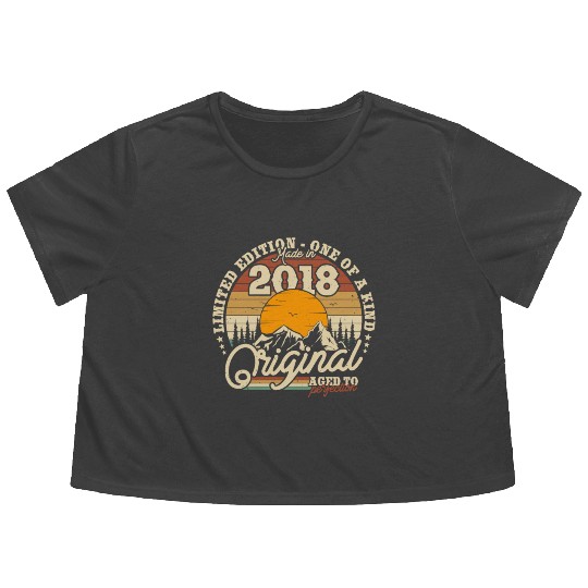 Vintage 2018 Birthday Gift Flowy Cropped Tees