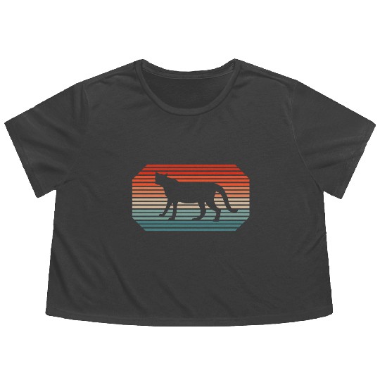 Retro Cheetah Alive Big Cat Lion Fan Flowy Cropped Tees