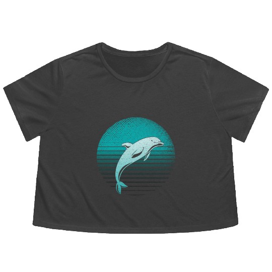 Sea Dolphin Ocean Animal Dolphin Flowy Cropped Tees