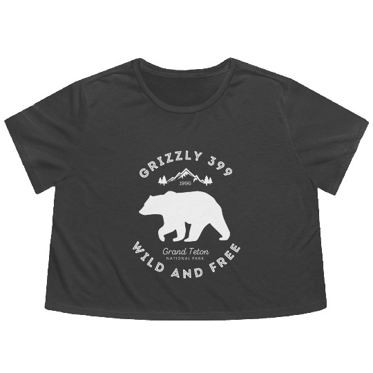 Grizzly 399 Wild Free Grand Teton National Park Flowy Cropped Tees