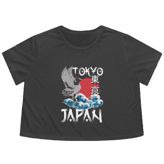 Japan Japanese Samurai Flowy Cropped Tees