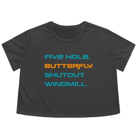 Five Hole Butterfly Shutout Windmill Flowy Cropped Tees