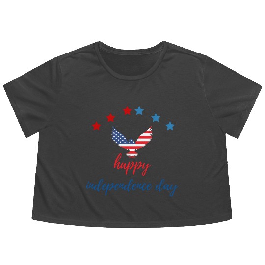 Happy independence day Flowy Cropped Tees