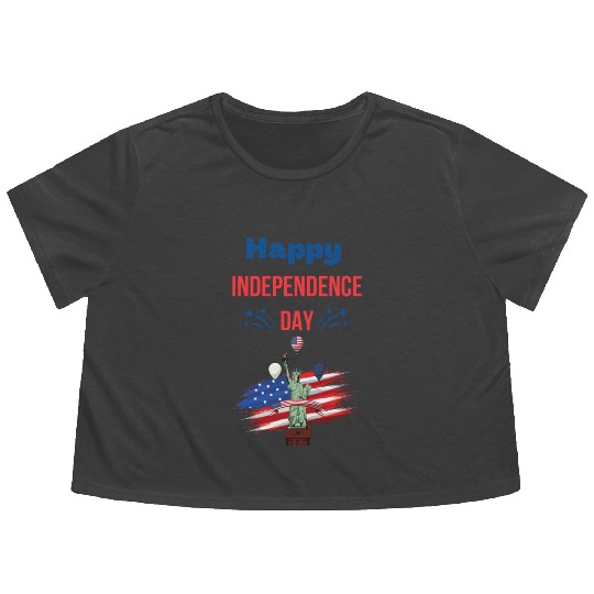 Happy independence day Flowy Cropped Tees