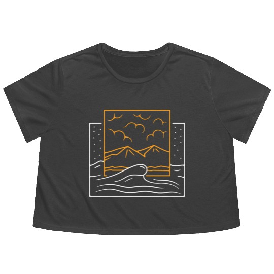 Mountain And Ocean Flowy Cropped Tees