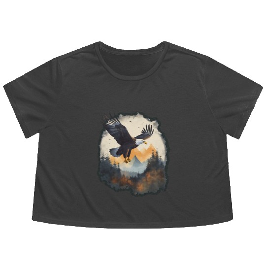 Adventure Design: Majestic Eagle Flowy Cropped Tees