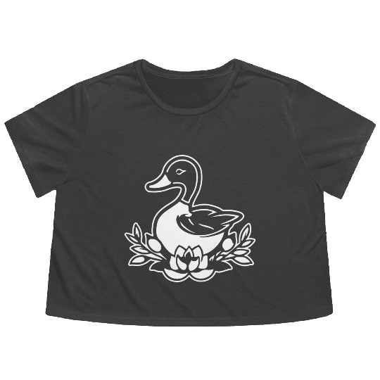Duck Bird Nature Pond Flowy Cropped Tees