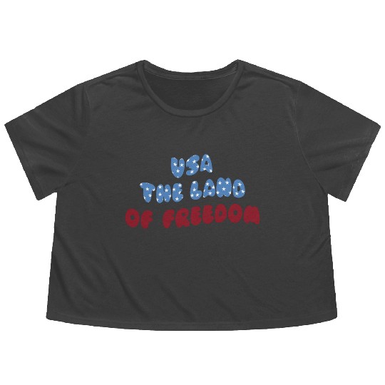 USA THE LAND OF FREEDOM, THE FOURTH OF JULY Flowy Cropped Tees