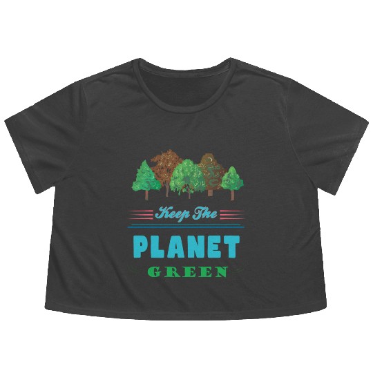 Earth Day Keep The Planet Green Flowy Cropped Tees