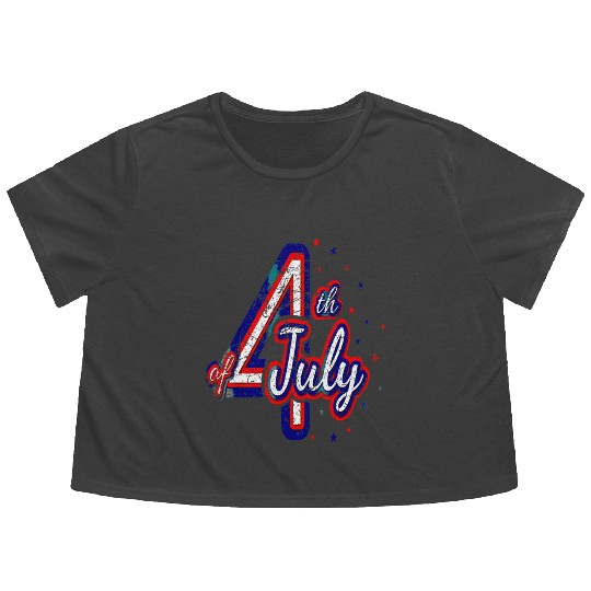 4th July Independence Day United States Vintage Di Flowy Cropped Tees