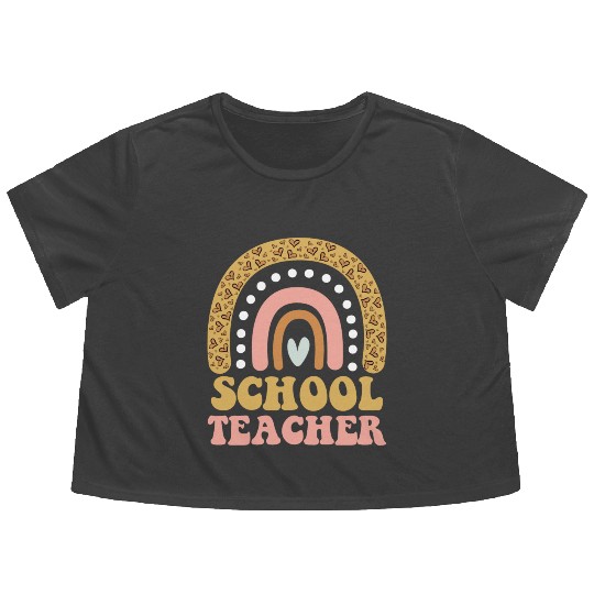 School Teacher Rainbow School Teachers Flowy Cropped Tees