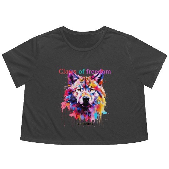 Lone Wolf in Multicolor Flowy Cropped Tees