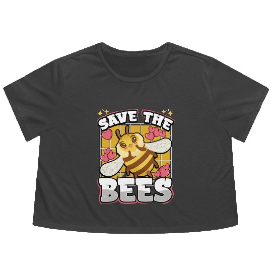 Save The Bees Cute Bumblebee Flowy Cropped Tees