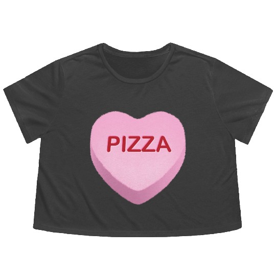 Pizza Candy Heart Flowy Cropped Tees