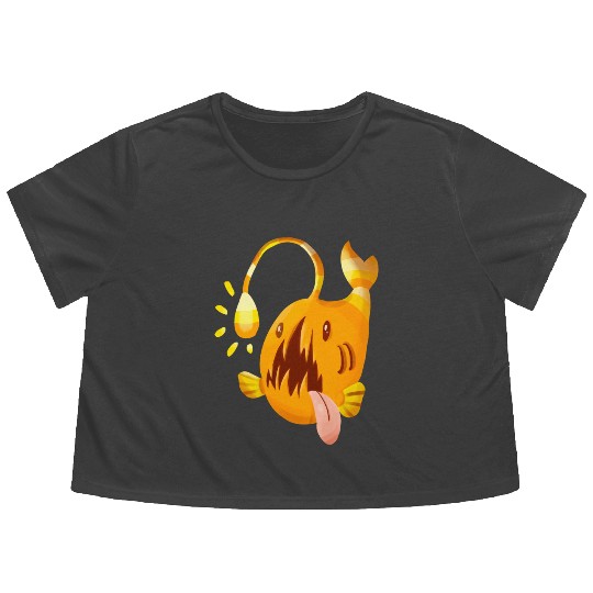 The Orange Candy Corn Angler Fish Flowy Cropped Tees