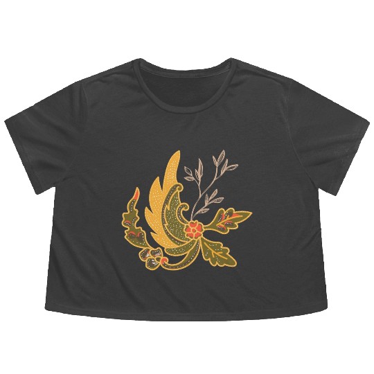 An Asian inspired design, nature, leaves, Autumn, Flowy Cropped Tees