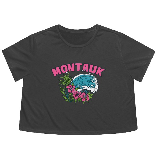 Montauk New York Summer Nyc Tropical Montaukett Flowy Cropped Tees