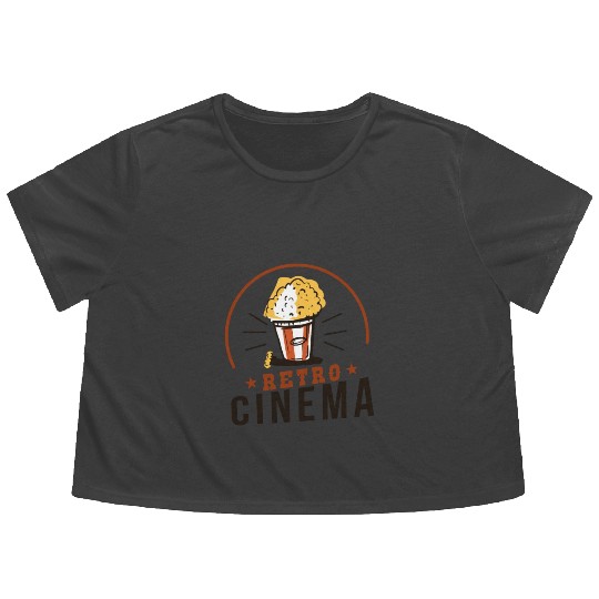 Retro Cinema Popcorn Flowy Cropped Tees