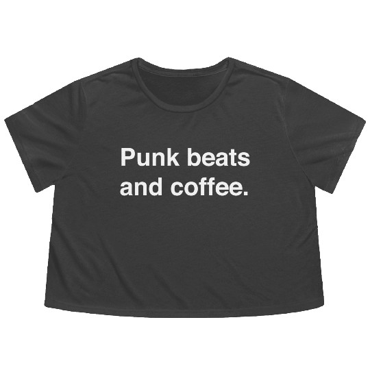 Punk beats and coffee 80s Copy Flowy Cropped Tees