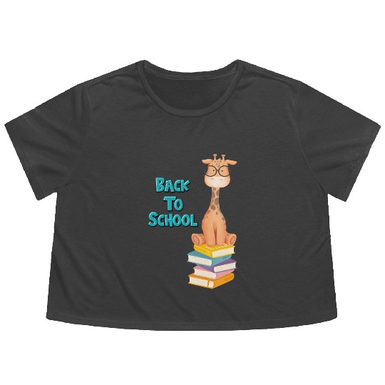 Back To School Giraffe Flowy Cropped Tees