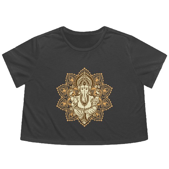 Ganesha Hindu God Hinduism Yoga India Bali Lover Flowy Cropped Tees