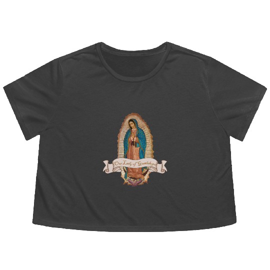 Lady Virgin of Guadalupe Virgen De Guadalupe Flowy Cropped Tees