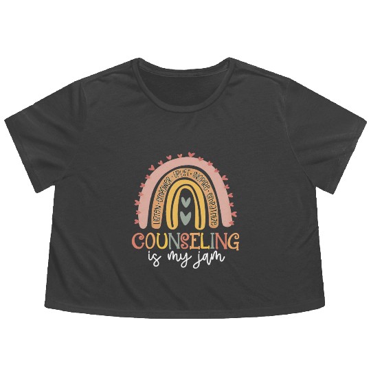 Back To School Counselor Counseling Is My Jam Rain Flowy Cropped Tees