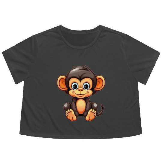 Cute Monkey for Kids for a Kid Flowy Cropped Tees