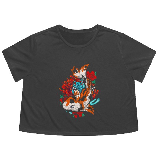 Koi fish farmer gift colorful koi carp Flowy Cropped Tees