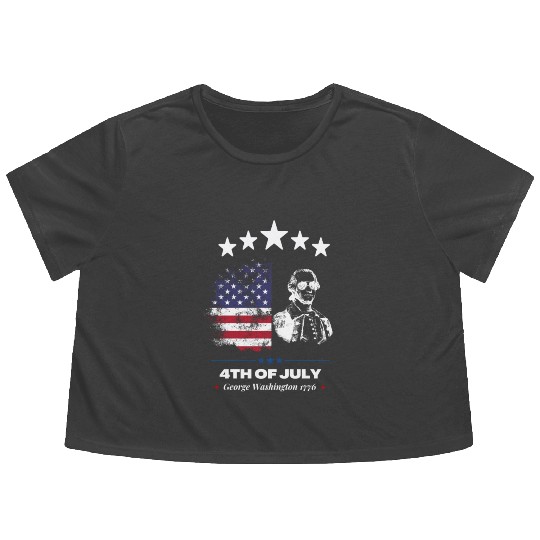 Happy 4th Of July Suck England George Washington Flowy Cropped Tees