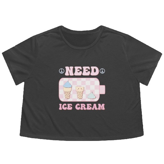 Need Ice Cream, Happy Summer Holiday Flowy Cropped Tees