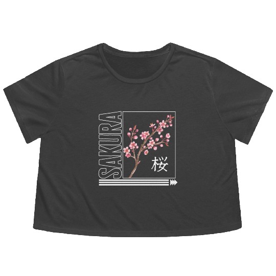 Cherry Blossom Flowy Cropped Tees, Sakura Kawaii Pop Culture