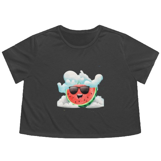 Cute Watermelon Party Summer Melon Fruit Flowy Cropped Tees