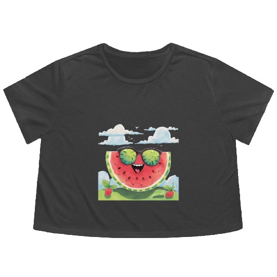 Cute Watermelon Party Summer Melon Fruit Flowy Cropped Tees