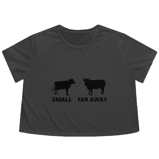 Small Cow Far Away Flowy Cropped Tees Funny Father Ted Dougal