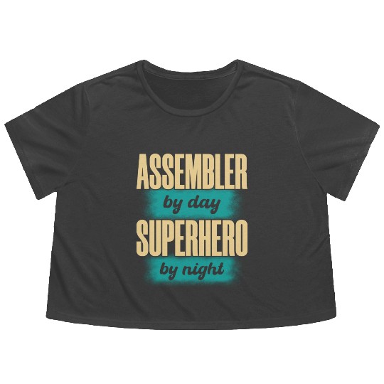 Assembler By Day Superhero By Night green Flowy Cropped Tees